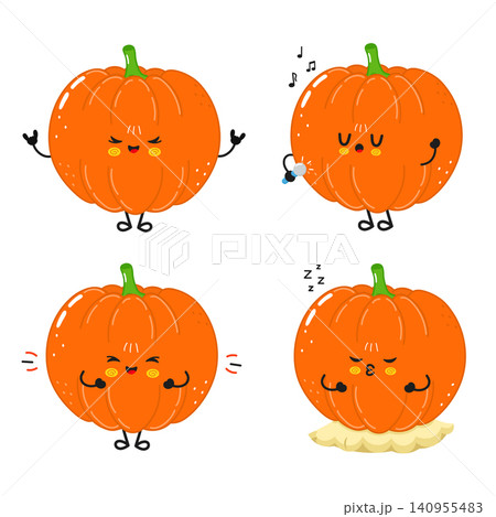Cute Pumpkin Character Mood Collection Illustration 140955483