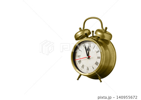 retro clock, watch, pointer clock, Yellow color alarm clock on isolated white background retro clock, watch, pointer clock, Yellow color alarm clock on isolated white background 140955672
