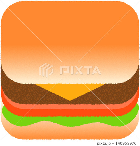 ハンバーガーが正方形のイラスト ハンバーガーが正方形のイラスト 140955970