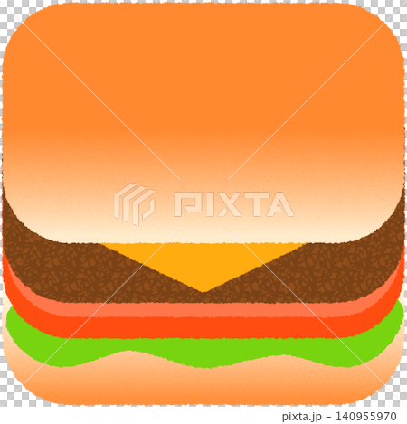 ハンバーガーが正方形のイラスト ハンバーガーが正方形のイラスト 140955970