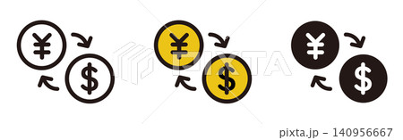 為替のアイコン。円からドルへの両替。銀行やビジネス。 為替のアイコン。円からドルへの両替。銀行やビジネス。 140956667