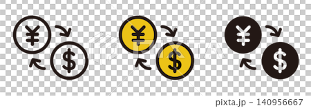為替のアイコン。円からドルへの両替。銀行やビジネス。 為替のアイコン。円からドルへの両替。銀行やビジネス。 140956667