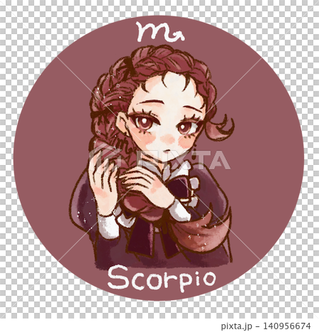 Illustration of a girl representing the zodiac sign of Scorpio Illustration of a girl representing the zodiac sign of Scorpio 140956674