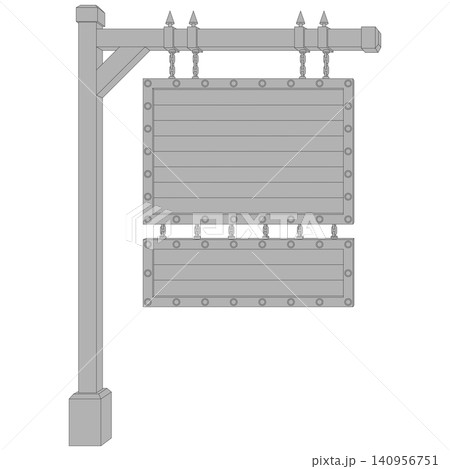 Double medieval sign in grayscale Double medieval sign in grayscale 140956751
