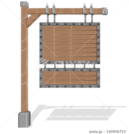 Double plank medieval sign in color Double plank medieval sign in color 140956753