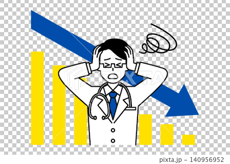 一位男醫生對不斷下滑的曲線感到擔憂。 一位男醫生對不斷下滑的曲線感到擔憂。 140956952