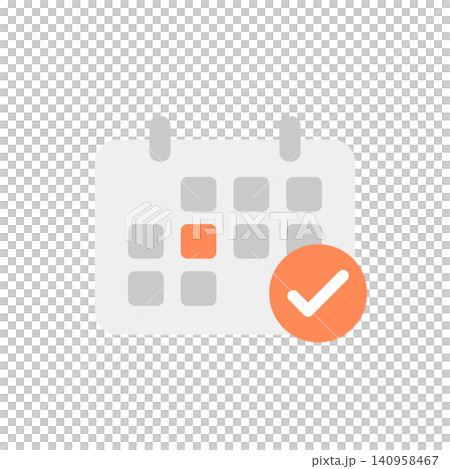 Booking complete! Vector icons of a calendar and checkmark (flat design) Booking complete! Vector icons of a calendar and checkmark (flat design) 140958467