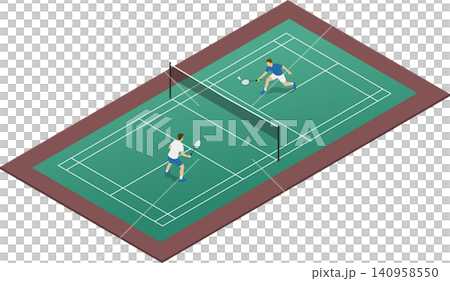 2 athletes playing badminton vector illustration 2 athletes playing badminton vector illustration 140958550