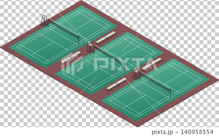 Multiple badminton court venue illustration Multiple badminton court venue illustration 140958554
