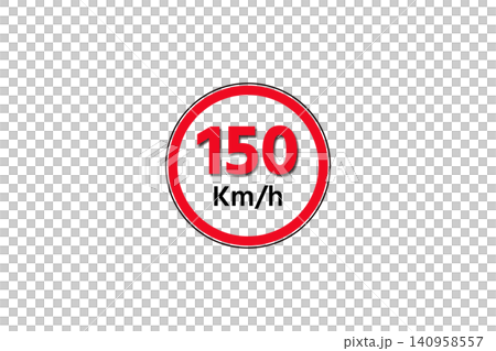 Red circular road sign showing a 150 kmh speed limit, traffic regulation symbol used for transportation, safety, and speed concepts Red circular road sign showing a 150 kmh speed limit, traffic regulation symbol used for transportation, safety, and speed concepts 140958557