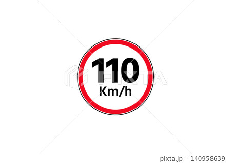 110 Kmh Speed Limit Traffic Sign Road Safety Regulation Symbol 140958639