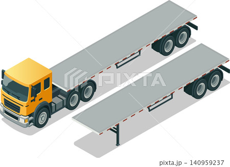 Semi truck flatbed trailer vector illustration Semi truck flatbed trailer vector illustration 140959237