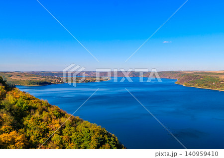 View of the Dniester river in Ukraine at autumn 140959410
