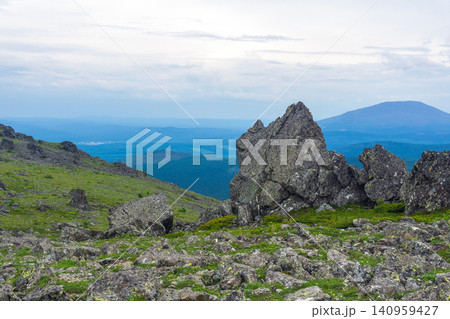 Mountain landscape in the summer. Konzhakovskiy Kamen mount. Mountain landscape in the summer. Konzhakovskiy Kamen mount. 140959427
