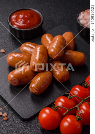 Chicken or pork grilling sausages with garlic, salt, and spices. Grilling sausages Chicken or pork grilling sausages with garlic, salt, and spices. Grilling sausages 140959523