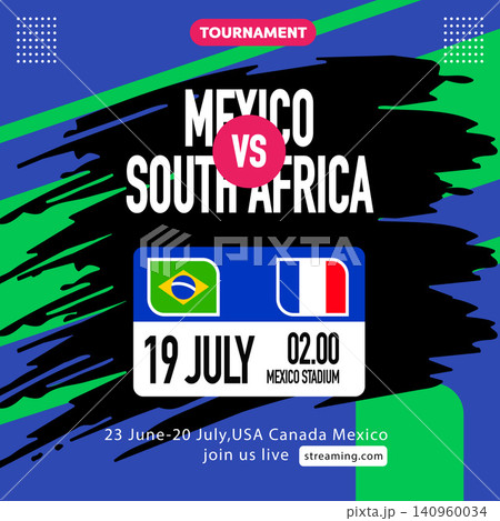 World Cup Football Match Poster Template with Modern Brush Stroke Design World Cup Football Match Poster Template with Modern Brush Stroke Design 140960034