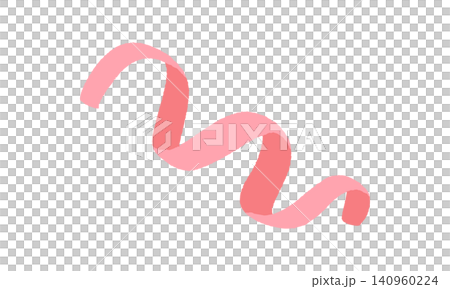 手描きの赤とピンク色のくるくるカールしたリボンのあしらい - かわいい装飾パーツのイラスト素材 手描きの赤とピンク色のくるくるカールしたリボンのあしらい - かわいい装飾パーツのイラスト素材 140960224