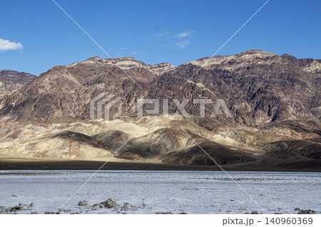 View of  Death Valley Mountains by the Salt Flats in California 140960369