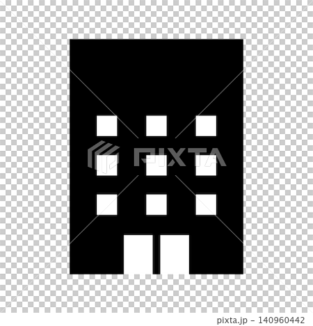 名前を入れられるビルのアイコンのイラスト素材_白黒 名前を入れられるビルのアイコンのイラスト素材_白黒 140960442