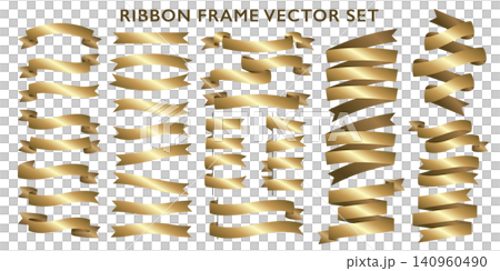 A set of usable gold ribbon frame illustrations and vector parts. A set of usable gold ribbon frame illustrations and vector parts. 140960490