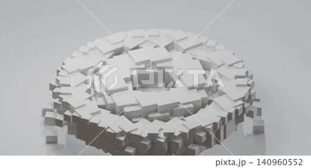 Broken white block ring abstract 3d render Broken white block ring abstract 3d render 140960552