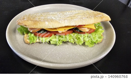 Ham and cheese sandwiches on plate Ham and cheese sandwiches on plate 140960768