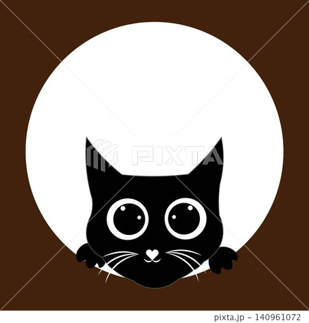 Cute Black Cat Peeking from Circle Vector Illustration Cute Black Cat Peeking from Circle Vector Illustration 140961072