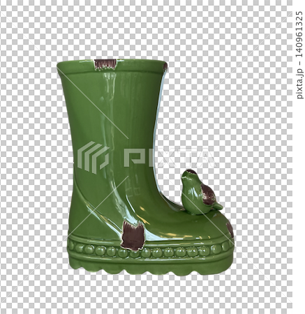 Green Ceramic Boot Vase with Bird Figurine Green Ceramic Boot Vase with Bird Figurine 140961325