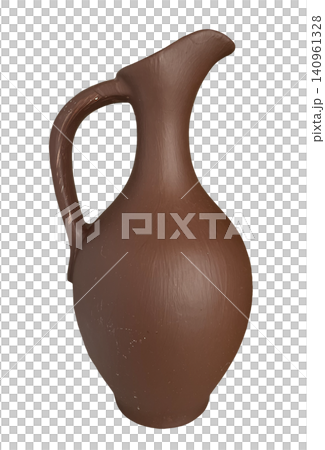 Brown Ceramic Pitcher with Single Handle 140961328