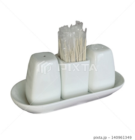 White Ceramic Cruet Condiment Set with Toothpicks White Ceramic Cruet Condiment Set with Toothpicks 140961349
