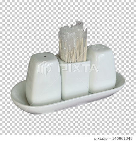 White Ceramic Cruet Condiment Set with Toothpicks White Ceramic Cruet Condiment Set with Toothpicks 140961349