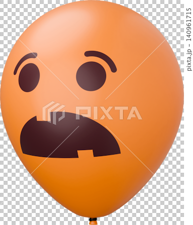 Orange balloon with pumpkin face. Funny Halloween balloon. 3d rendered illustration. Orange balloon with pumpkin face. Funny Halloween balloon. 3d rendered illustration. 140961715