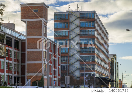 Functionalist architecture with brick buildings in Zlin 140961733