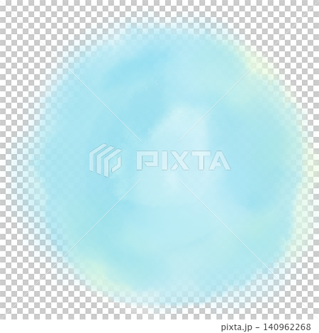 A light blue, moon-like circular illustration painted in watercolor. A light blue, moon-like circular illustration painted in watercolor. 140962268