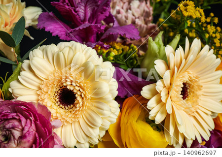 Beautiful fresh bouquet as background, closeup. Floral decor 140962697