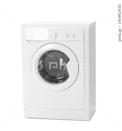 Modern washing machine isolated on white. Laundry day Modern washing machine isolated on white. Laundry day 140962938
