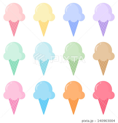 Cute Pastel Ice Cream Cone Collection Set Vector Cute Pastel Ice Cream Cone Collection Set Vector 140963004