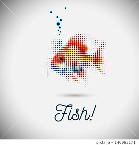 golden Fish halftone dots . Not AI, Vector illustration golden Fish halftone dots . Not AI, Vector illustration 140963171