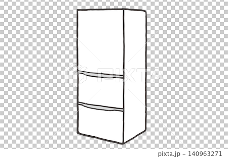 A simple vector illustration of a refrigerator viewed from an angle (line drawing). A simple vector illustration of a refrigerator viewed from an angle (line drawing). 140963271