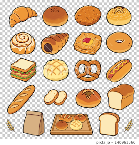 Illustration set of various bread Illustration set of various bread 140963360