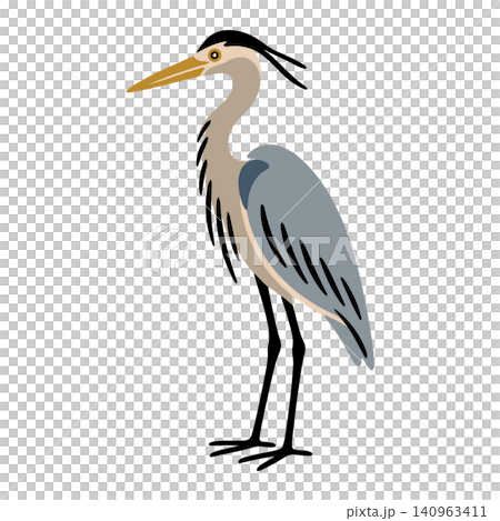 Grey heron vector illustration in modern flat style for wildlife and nature designs Grey heron vector illustration in modern flat style for wildlife and nature designs 140963411