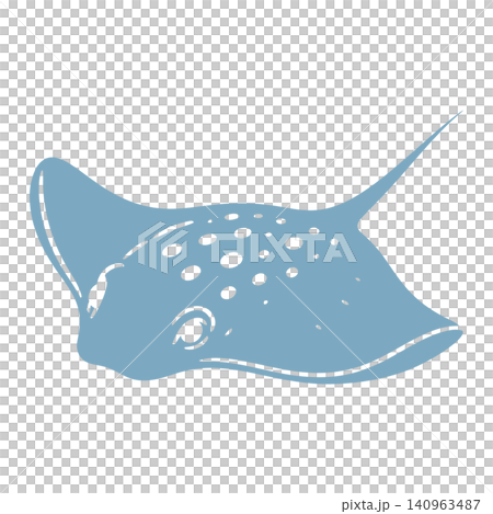 Manta ray flat vector illustration in blue color for ocean wildlife and educational materials Manta ray flat vector illustration in blue color for ocean wildlife and educational materials 140963487