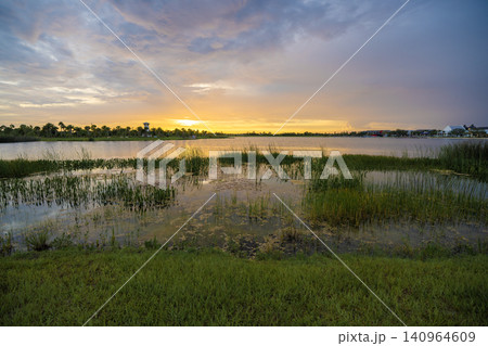 Lake sunset in Wellen park in North Port, Florida Lake sunset in Wellen park in North Port, Florida 140964609