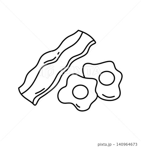 bacon and eggs breakfast hand drawing bacon and eggs breakfast hand drawing 140964673