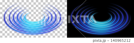 Blue neon ring tunnel, transparent background, swirling portal-shaped light. Blue neon ring tunnel, transparent background, swirling portal-shaped light. 140965212