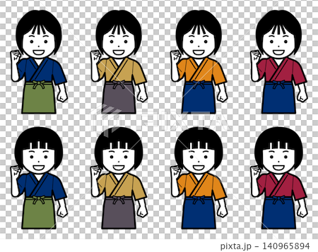 一個穿著工作服和圍裙的女性圖標，上面寫著「我會盡我所能」。 140965894