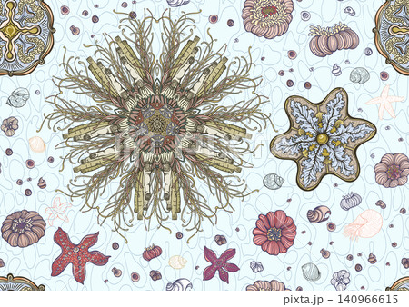 Colorful seamless marine pattern with corals Colorful seamless marine pattern with corals 140966615