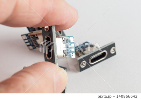 Type-C Female Connector Jack Charging in hand Type-C Female Connector Jack Charging in hand 140966642
