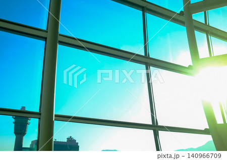Interior of modern architecture, modern city building. Windows of building, interior design. Details of modern architecture. Building abstract. Building background. Interior of modern architecture, modern city building. Windows of building, interior design. Details of modern architecture. Building abstract. Building background. 140966709
