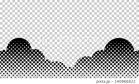 アメコミ風の雲とハーフトーンの16:9モノトーン背景ベクター アメコミ風の雲とハーフトーンの16:9モノトーン背景ベクター 140966822